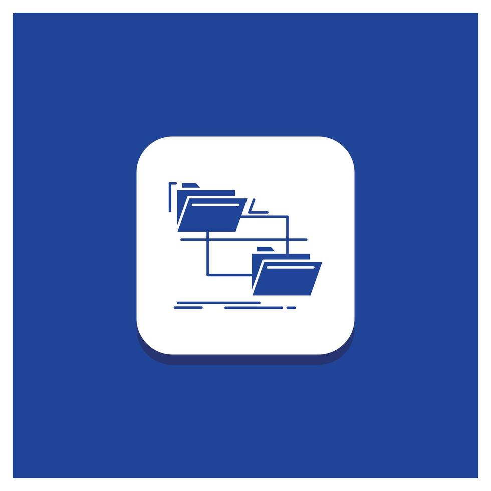 Blue Round Button for folder. file. management. move. copy Glyph icon vector