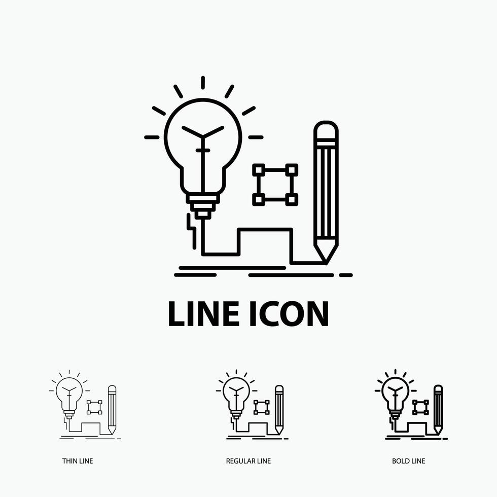 Idea. insight. key. lamp. lightbulb Icon in Thin. Regular and Bold Line Style. Vector illustration