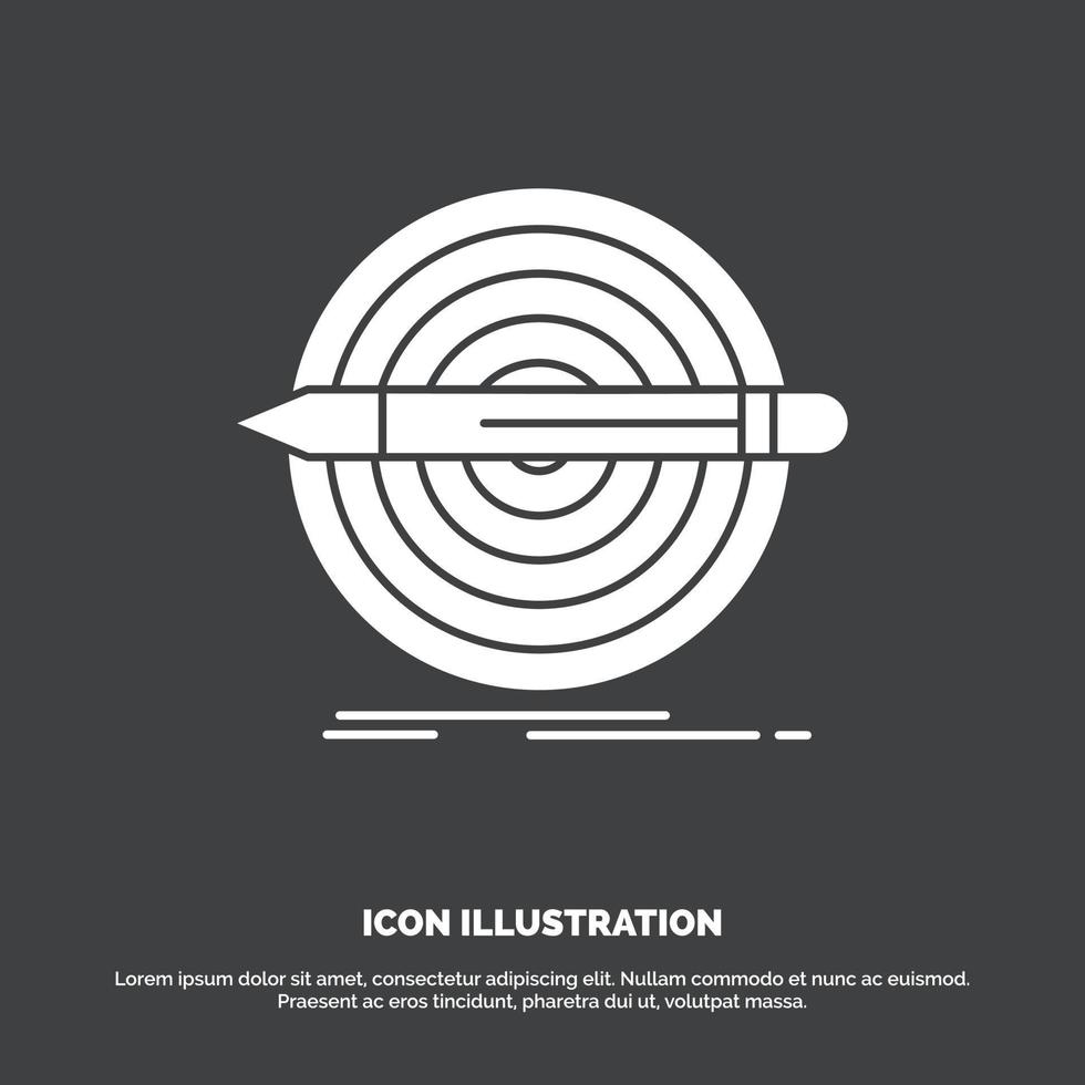 Design. goal. pencil. set. target Icon. glyph vector symbol for UI and UX. website or mobile application