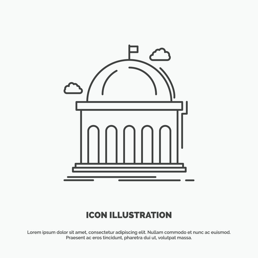 Library. school. education. learning. university Icon. Line vector gray symbol for UI and UX. website or mobile application