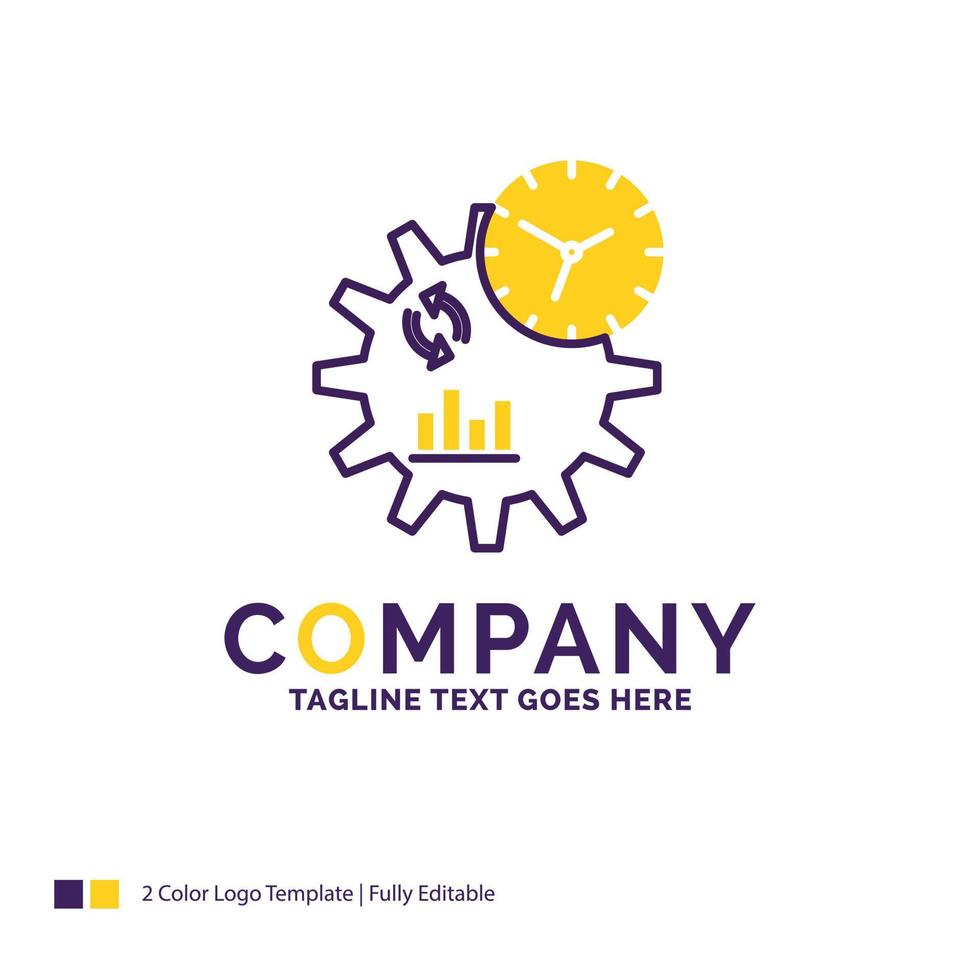 Company Name Logo Design For Business. engineering. management. process. Purple and yellow Brand Name Design with place for Tagline. Creative Logo template for Small and Large Business. vector