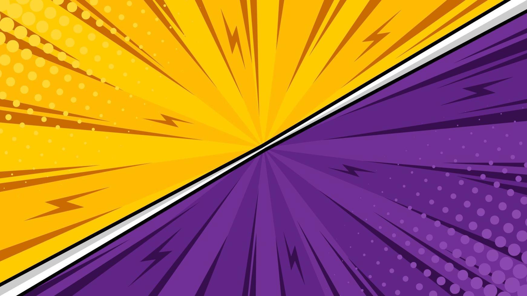 Pop art comic cartoon style yellow purpple color background vector