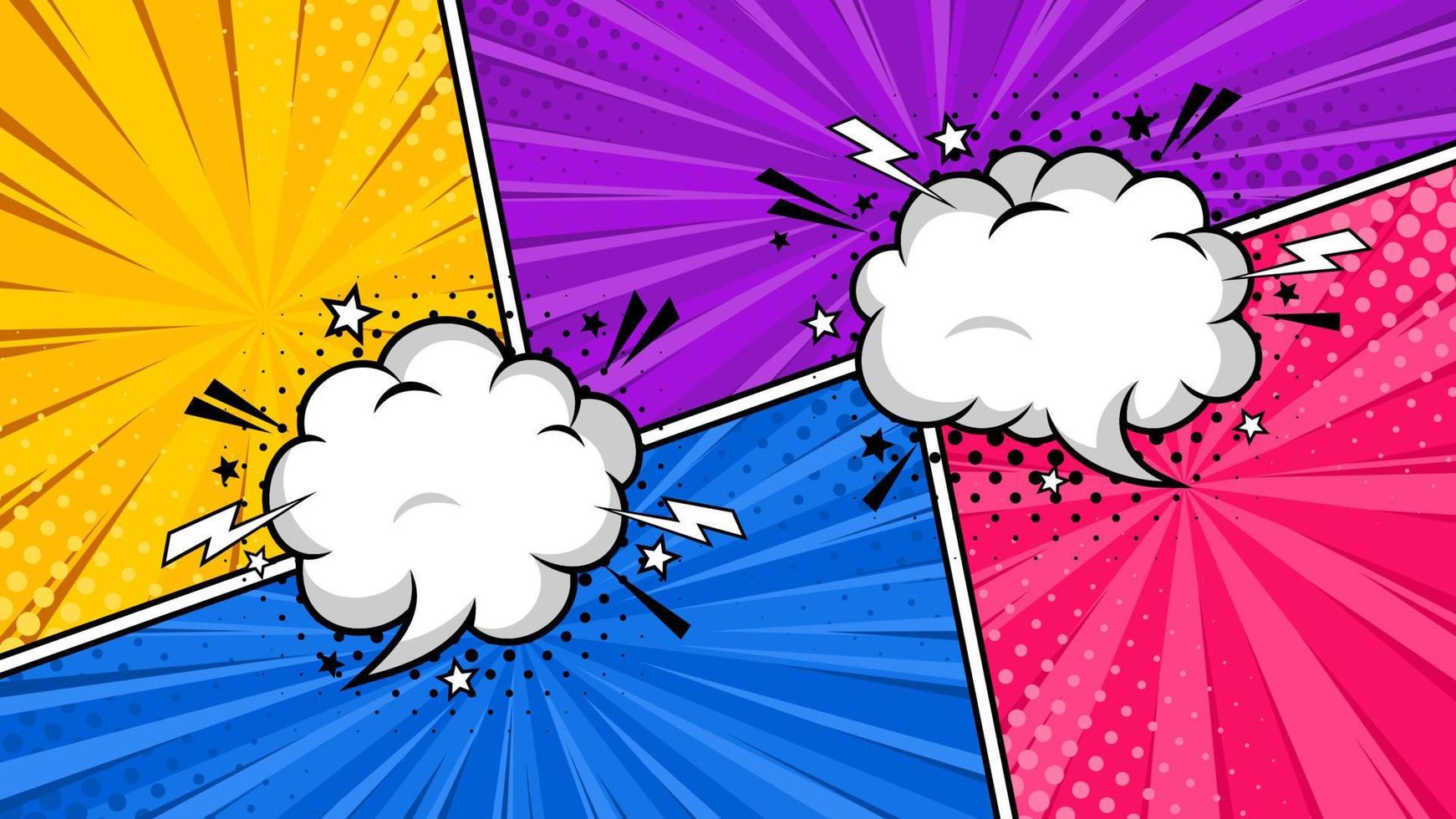 Pop art comic with speech bubble halftone background vector