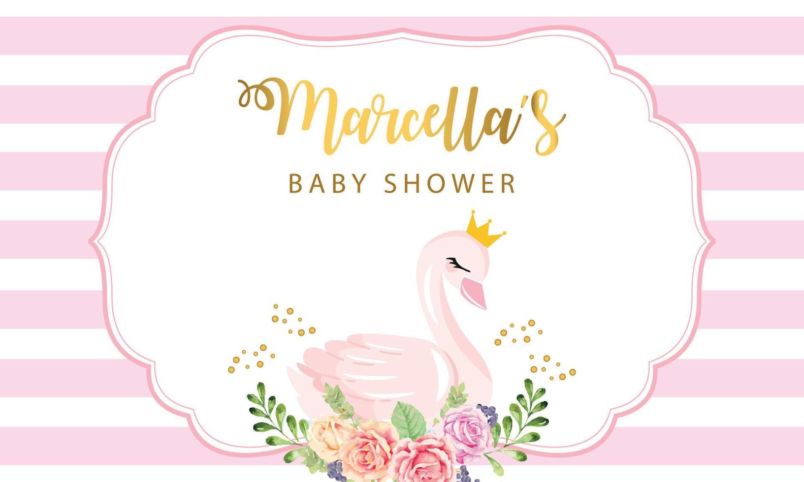 banner de baby shower con lindo cisne vector