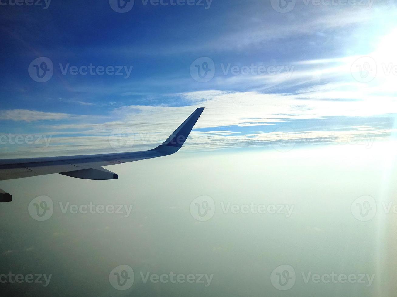 Blue sky from an airplane photo