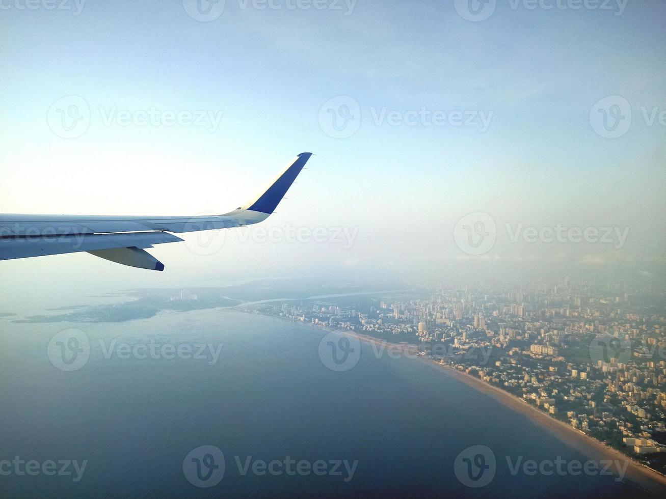 Blue sky from an airplane photo