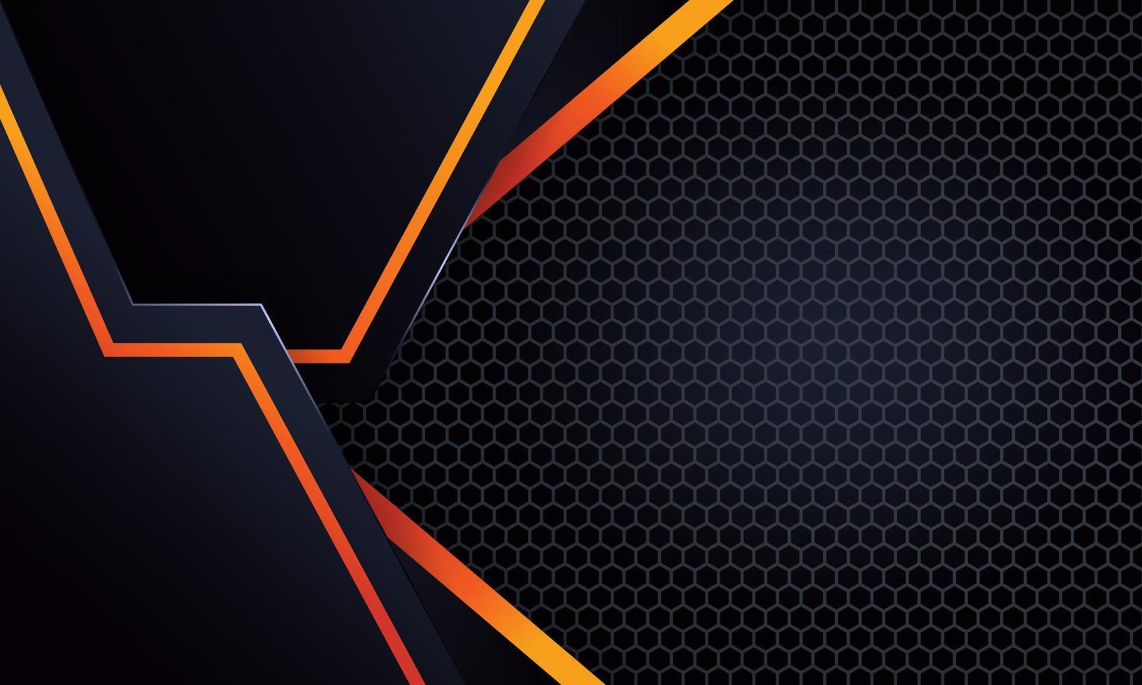 fondo abstracto oscuro con formas de degradado de línea naranja amarilla. con patrón hexagonal. - vectores. vector