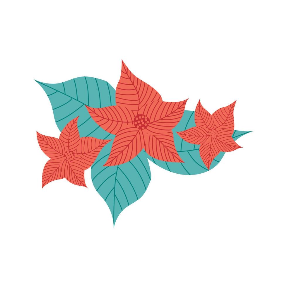 Poinsettia. Christmas collection. Flat vector illustration