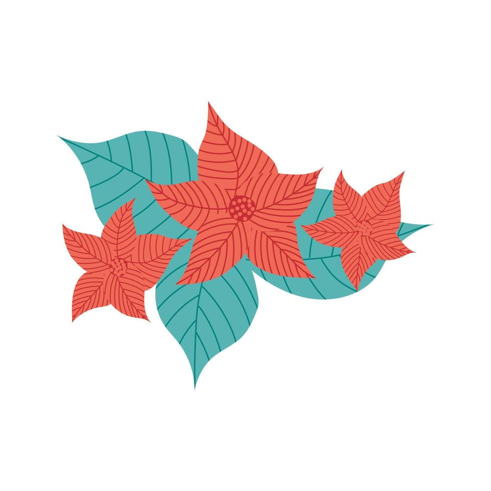 flor de pascua colección de navidad. ilustración vectorial plana vector