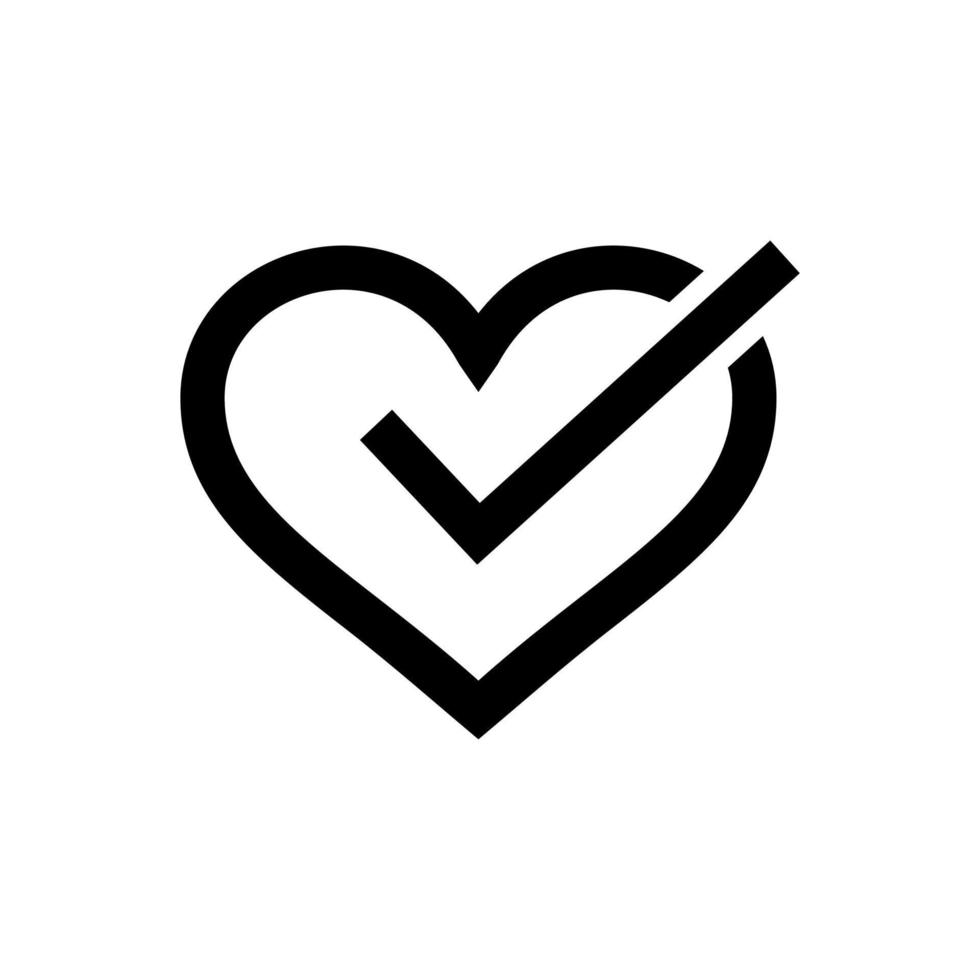 icono de marca de verificación de corazón vector