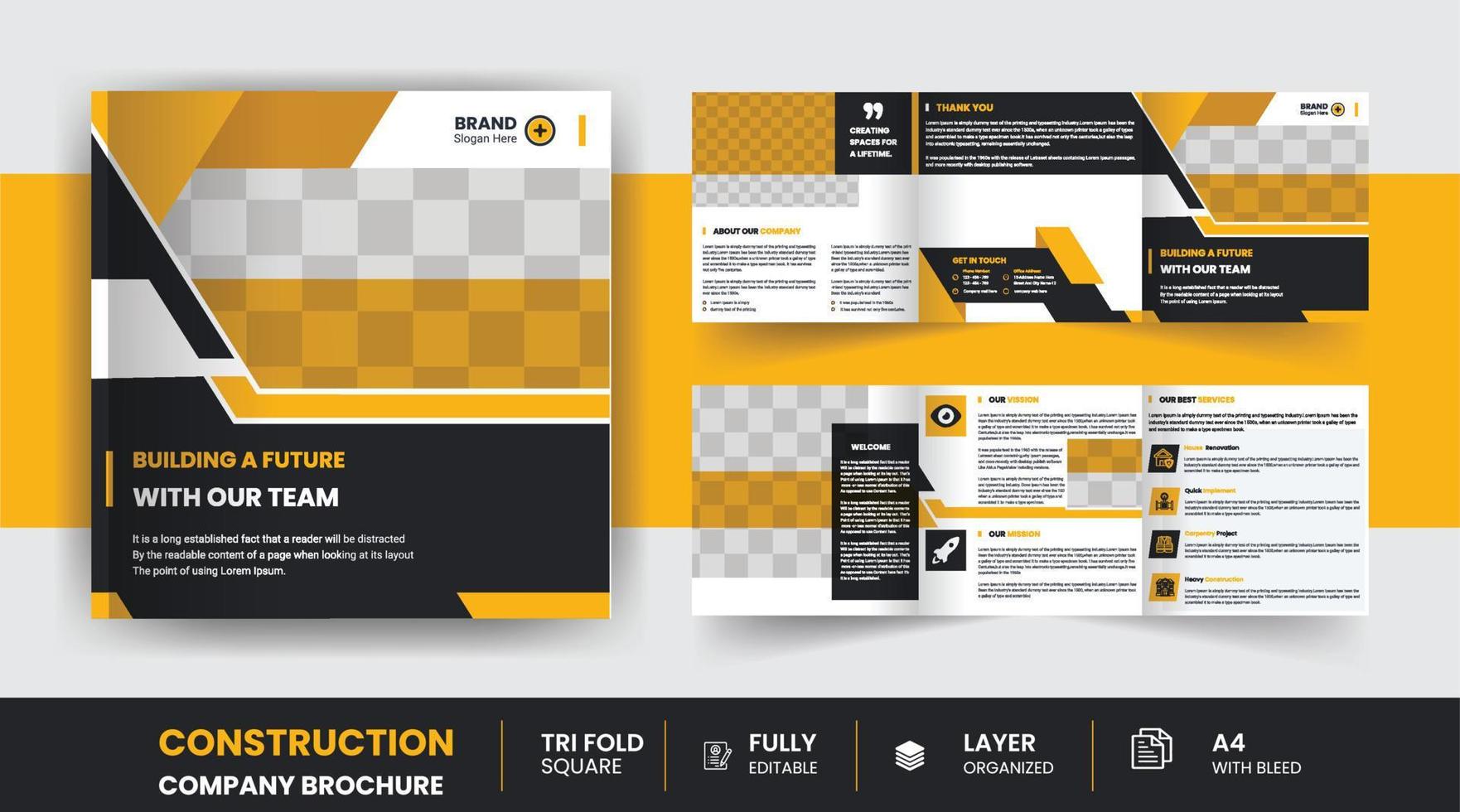 Construction business trifold brochure template Real estate company