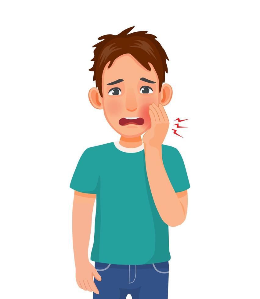 Young man suffering from toothache vector