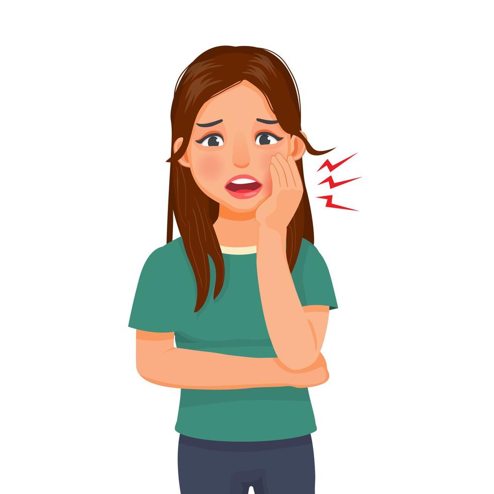 Young woman suffering from toothache vector