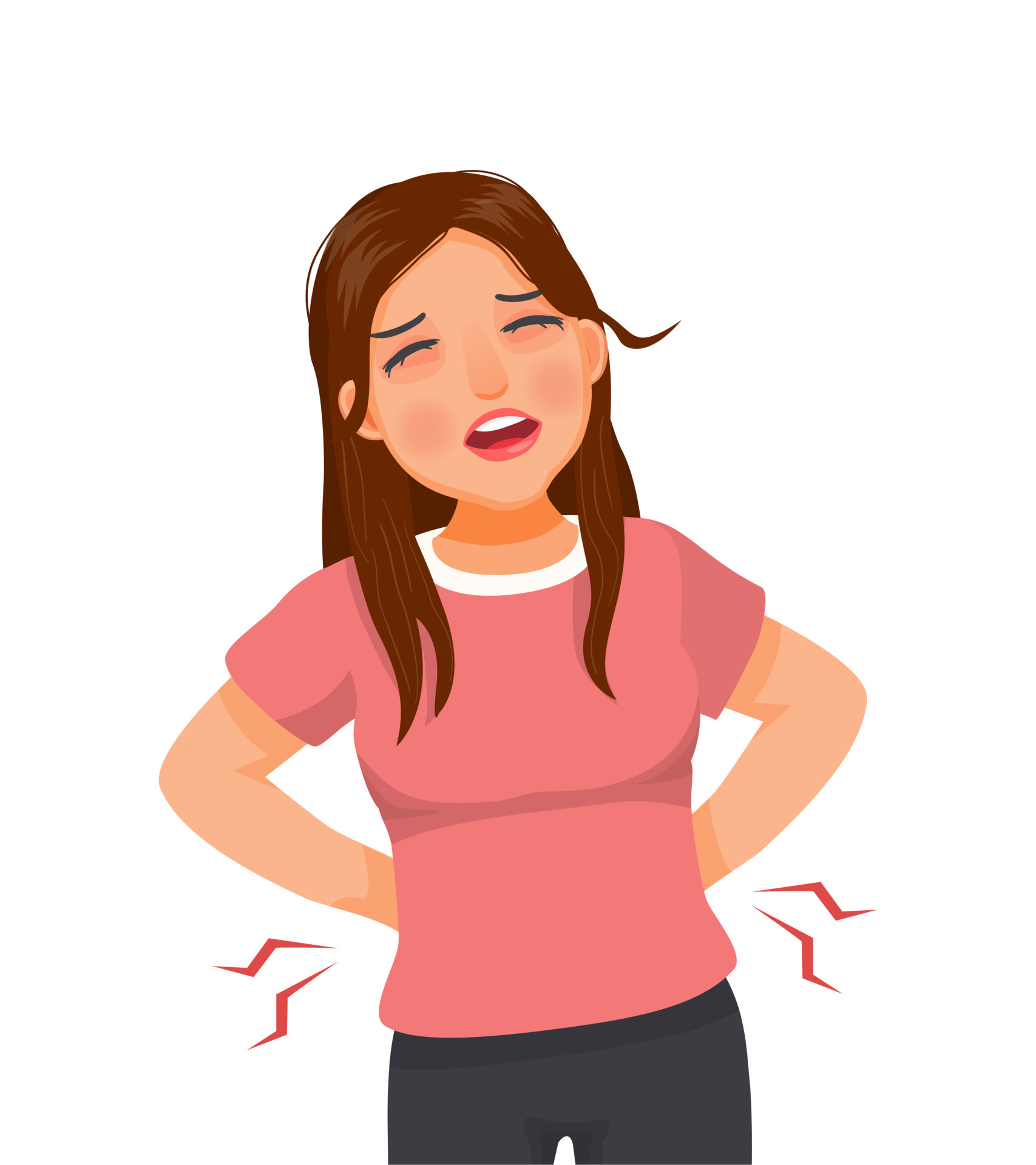 beautiful young woman suffering from lower back pain 12804835 Vector