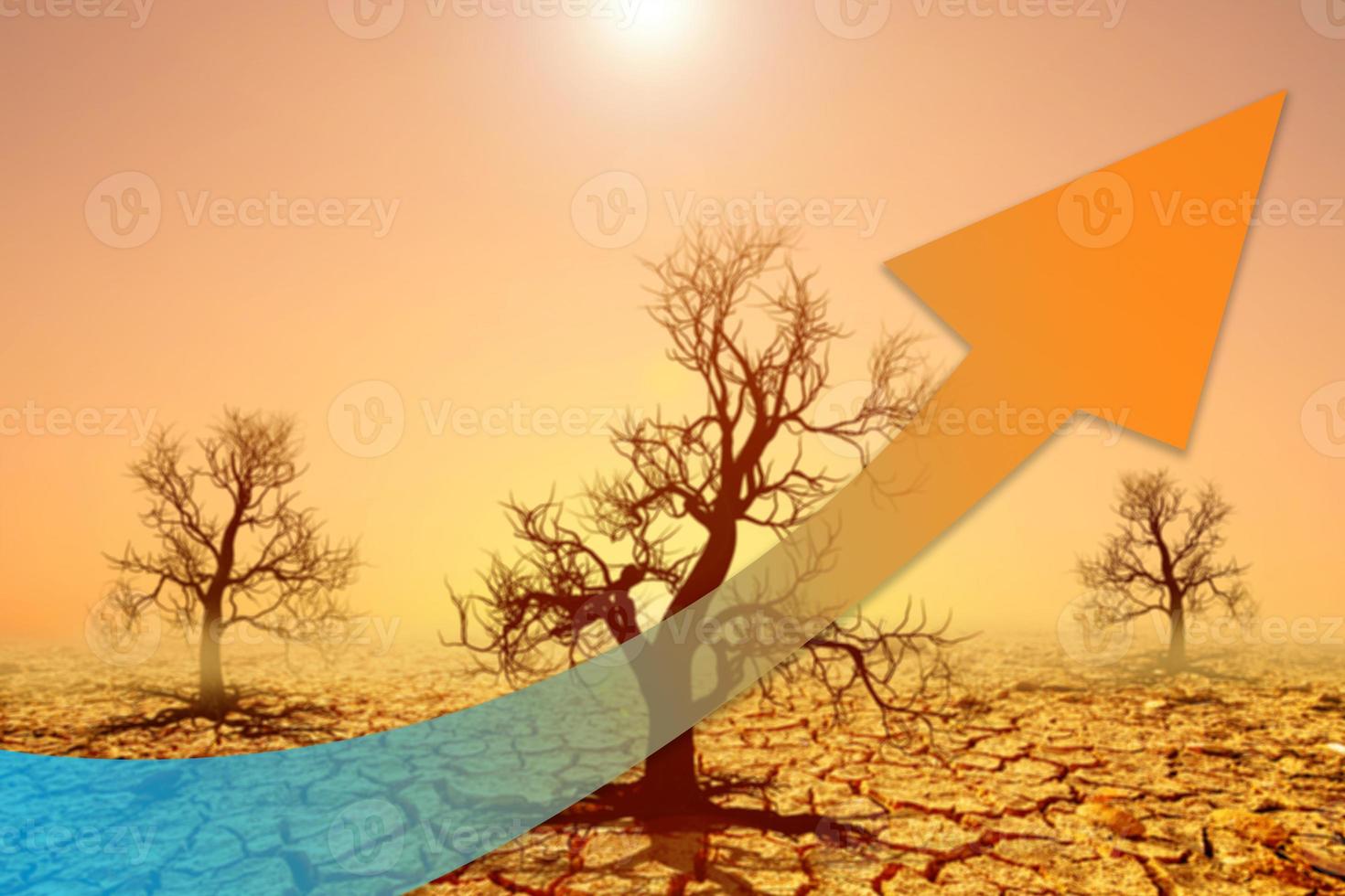 Concept of global temperature rising and global warming. photo