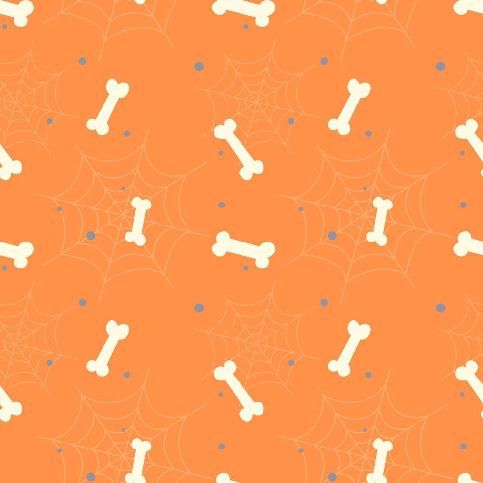 Halloween vector pattern with bones and spider web
