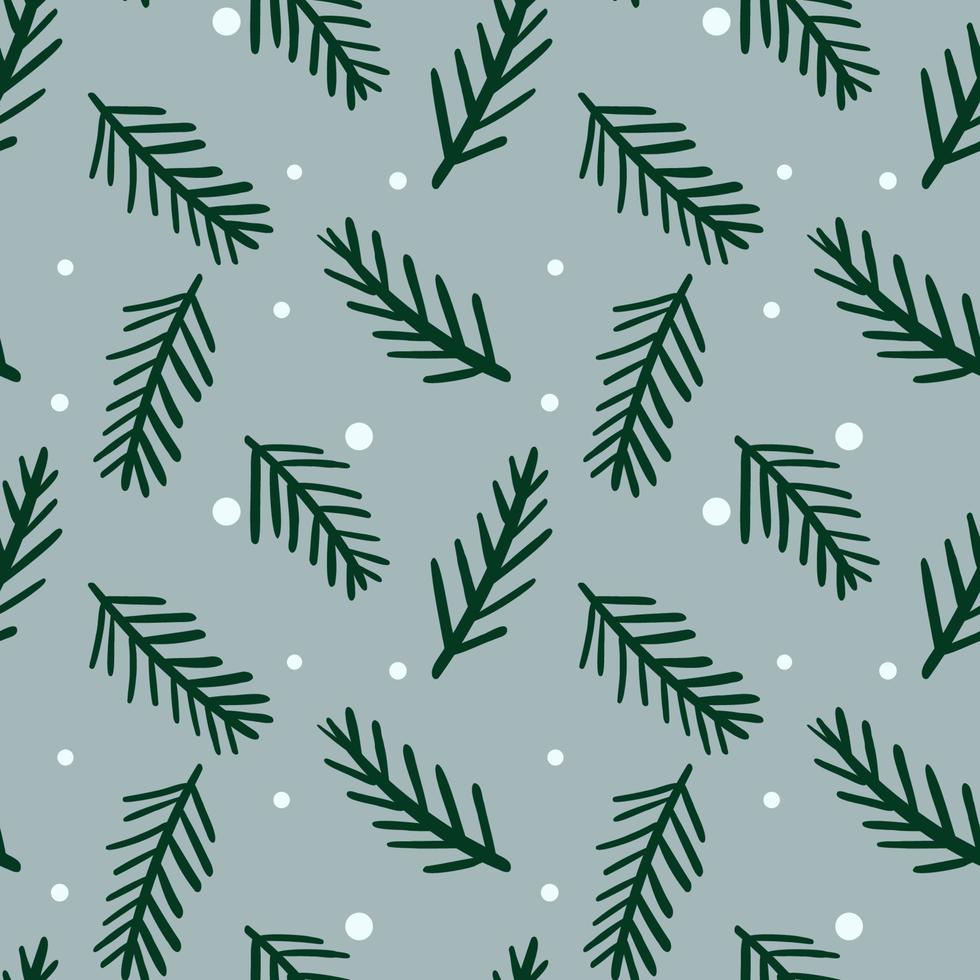 Winter pattern with fir branches and snow vector