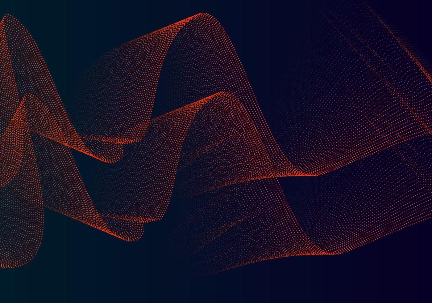 Abstract particles overlap multiple layers of orange dots from dark to light. in waves on a gradient background like a multi-layered signal vector