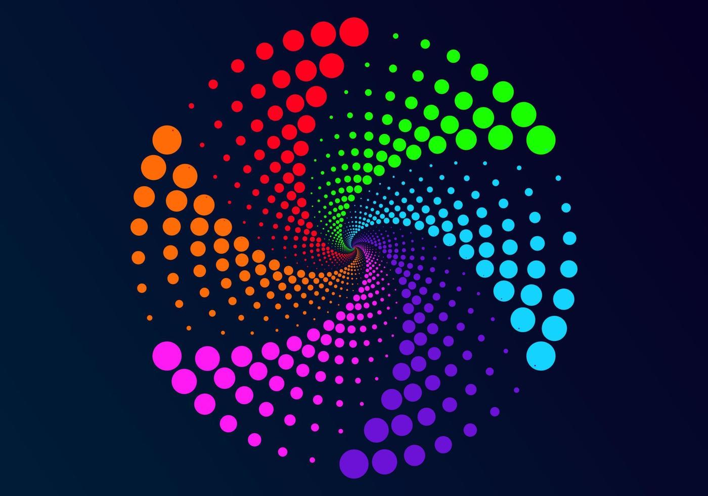 abstract circle Use dots to form circles of various sizes, spiraling repeatedly, colorfull vector