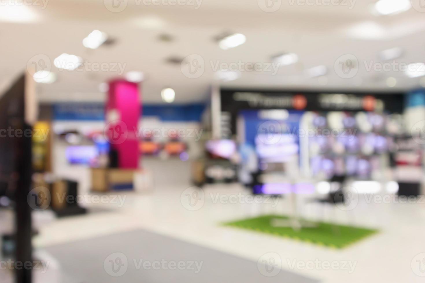 eletronic department store show Television TV and home appliance with bokeh light blurred background photo