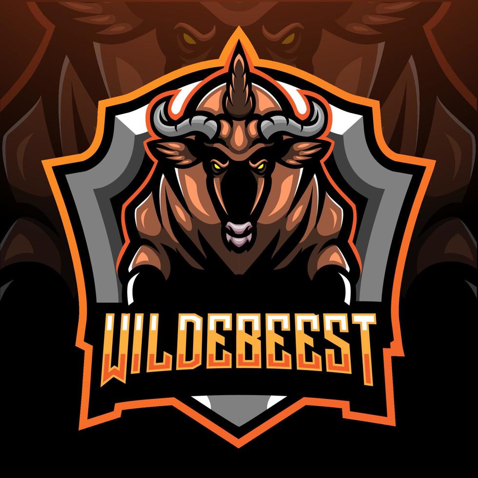 wildebeest Mascot. esport logo design vector
