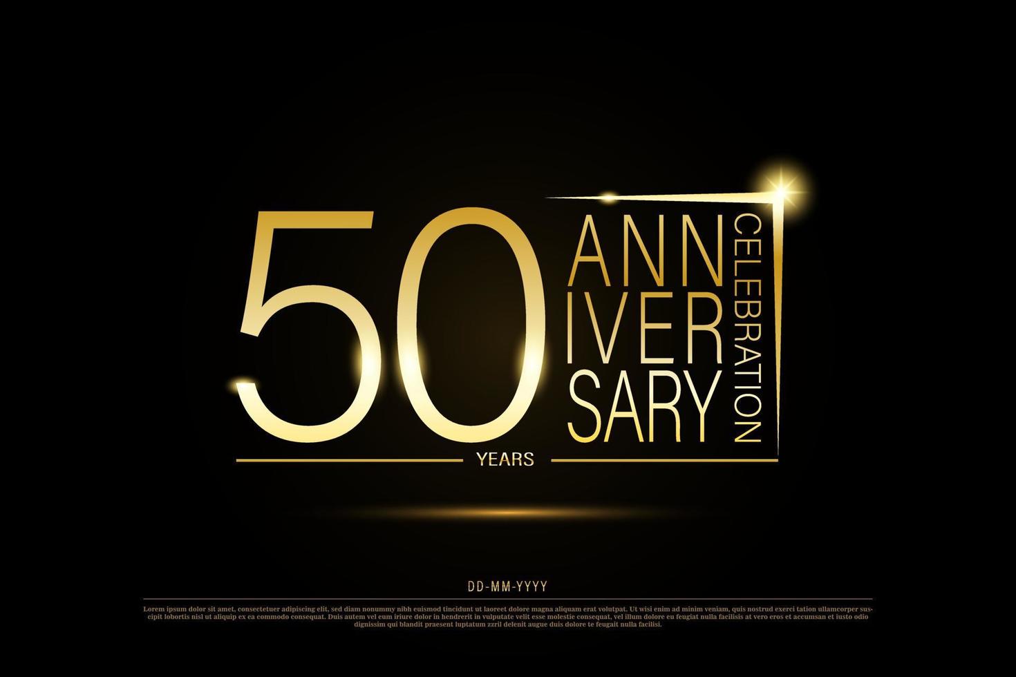 Logotipo de oro del aniversario de oro de 50 años sobre fondo negro, diseño vectorial para celebración. vector