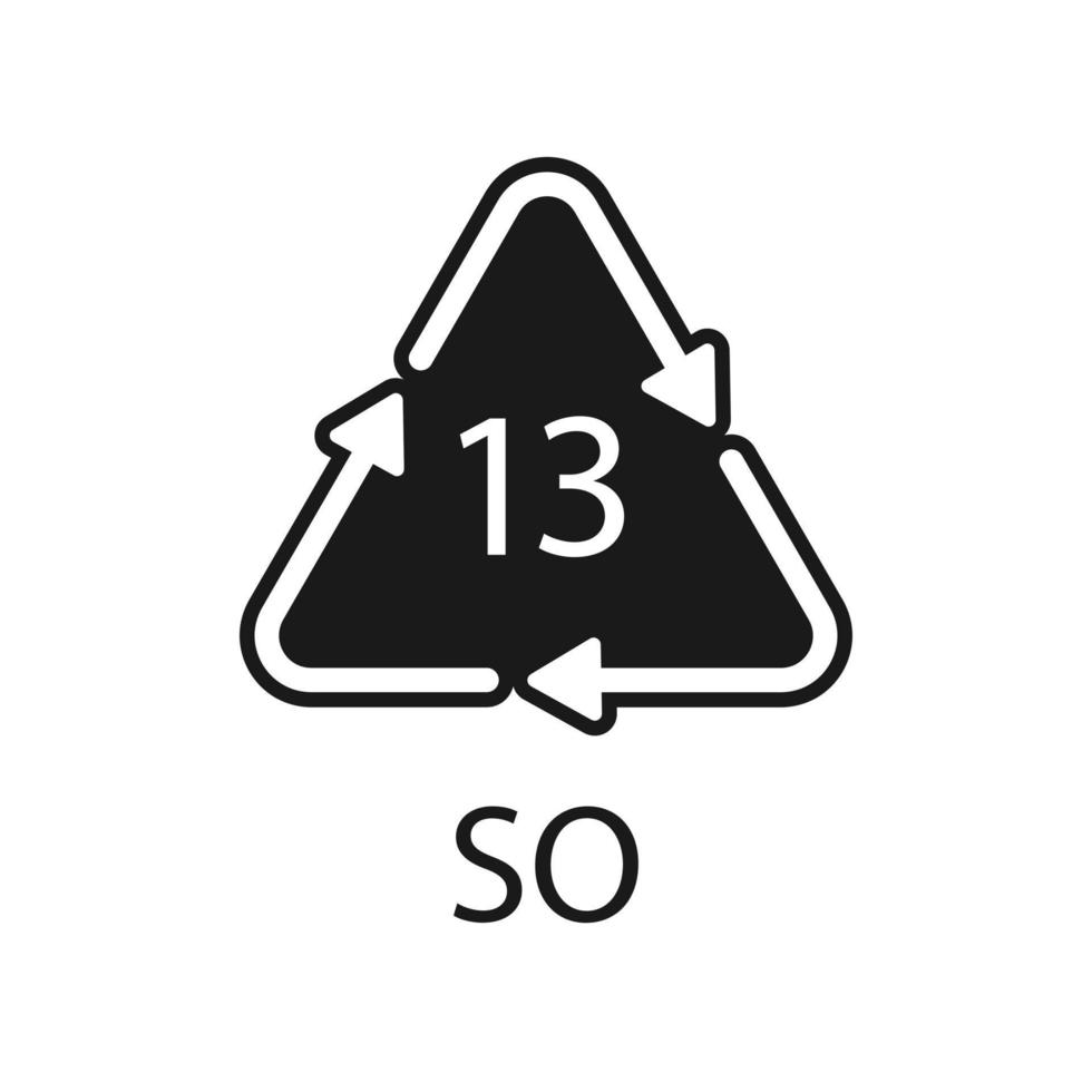 Battery recycling symbol 13 SO. Vector illustration