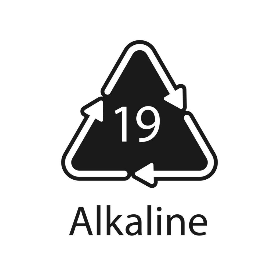 Battery recycling code Alkaline 19 . Vector illustration