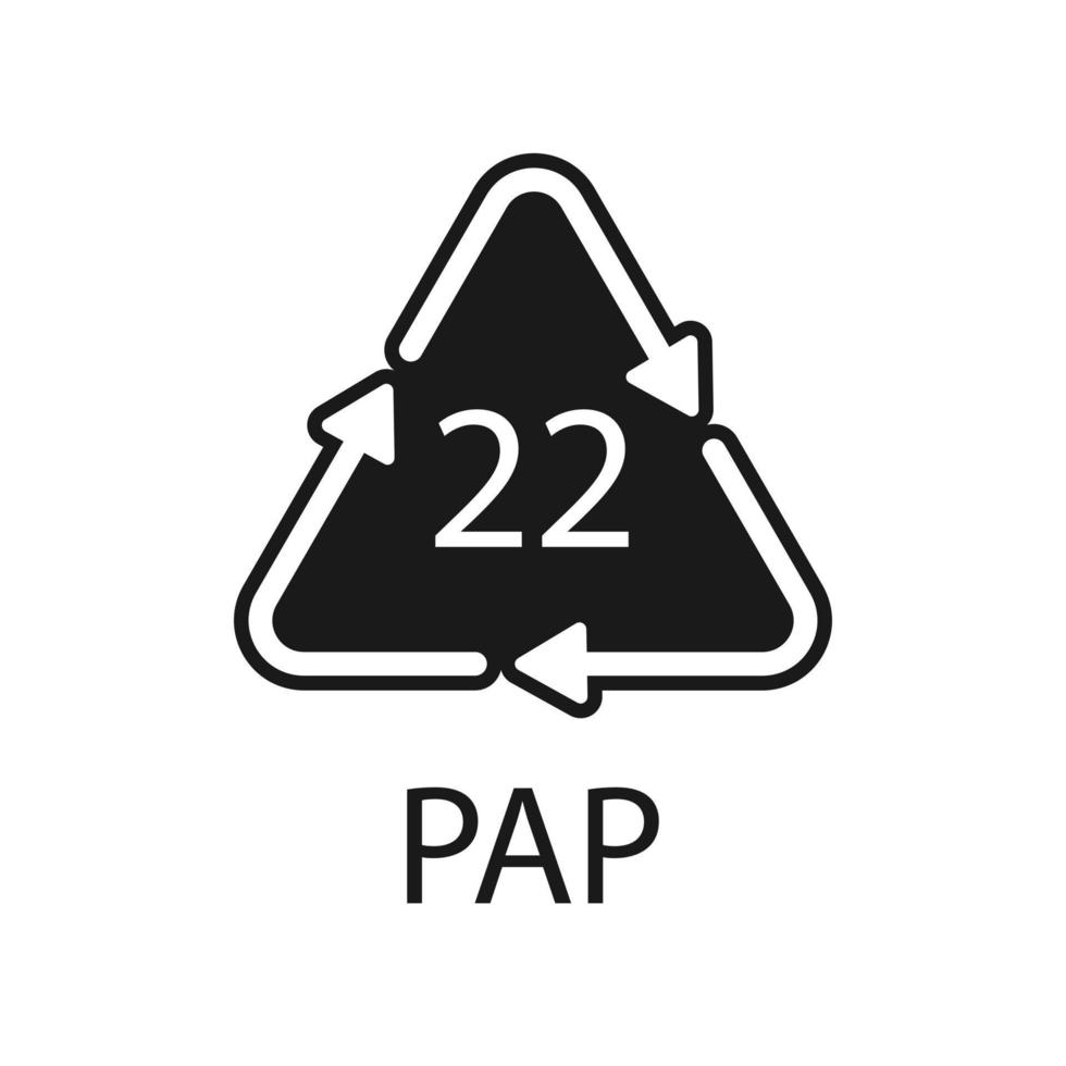 símbolo de reciclaje de papel pap 22. ilustración vectorial. vector