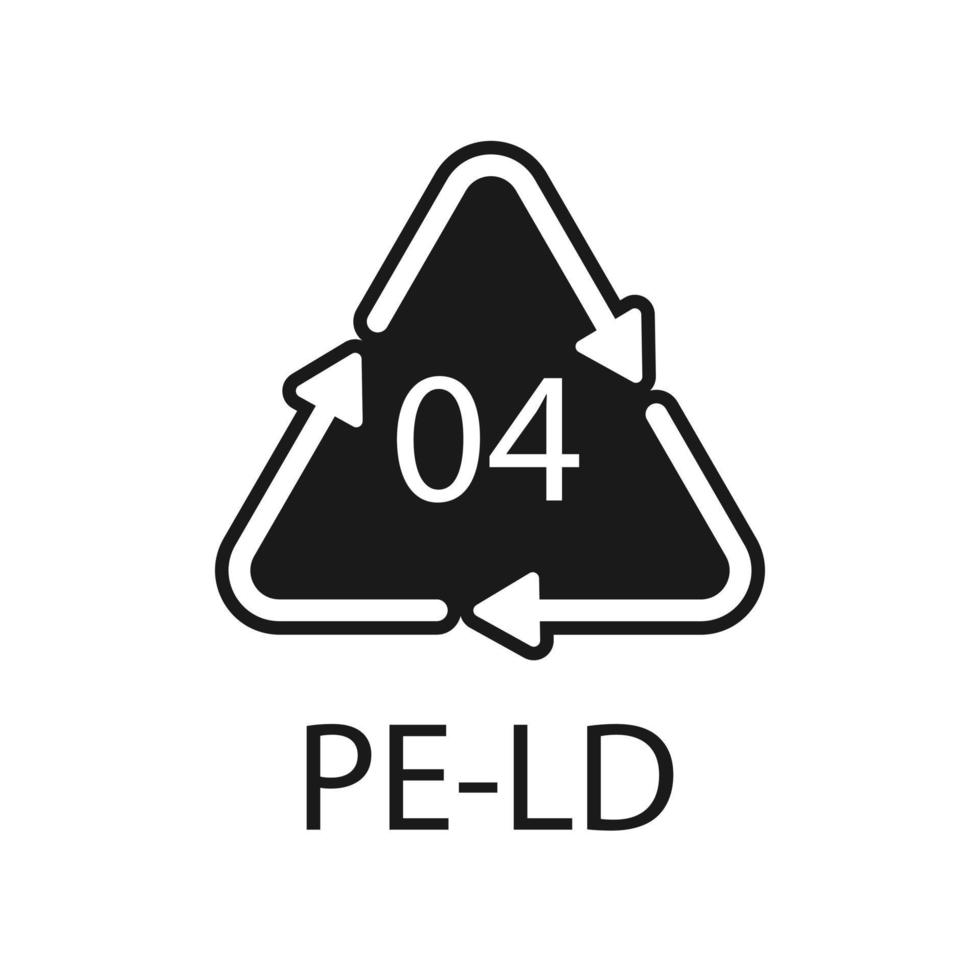 símbolo de código de reciclaje pe-ld 04. Signo de polietileno de baja densidad de vector de reciclaje de plástico.