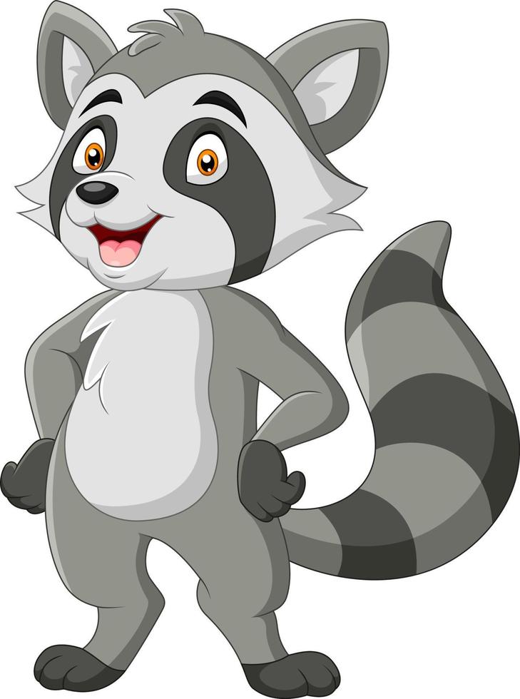 Cartoon funny raccoon a smile vector