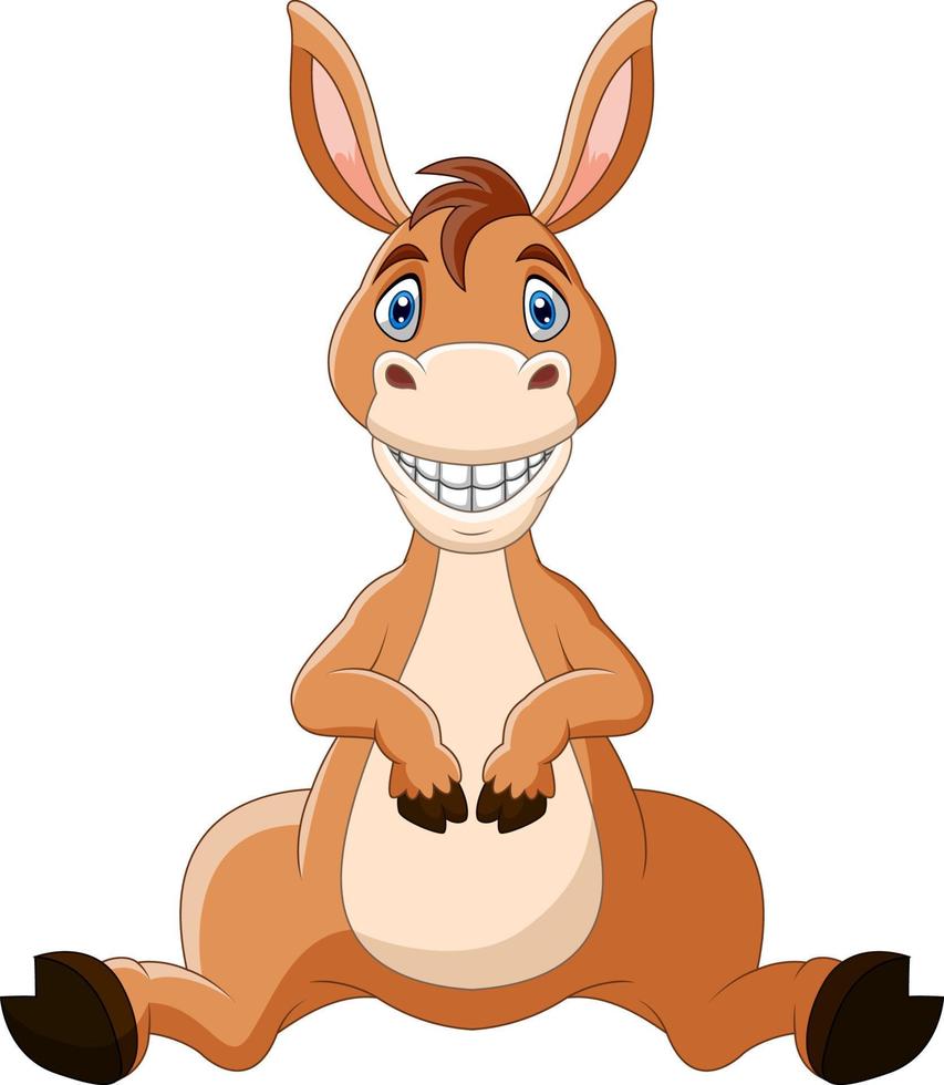 Cute donkey cartoon a sitting vector