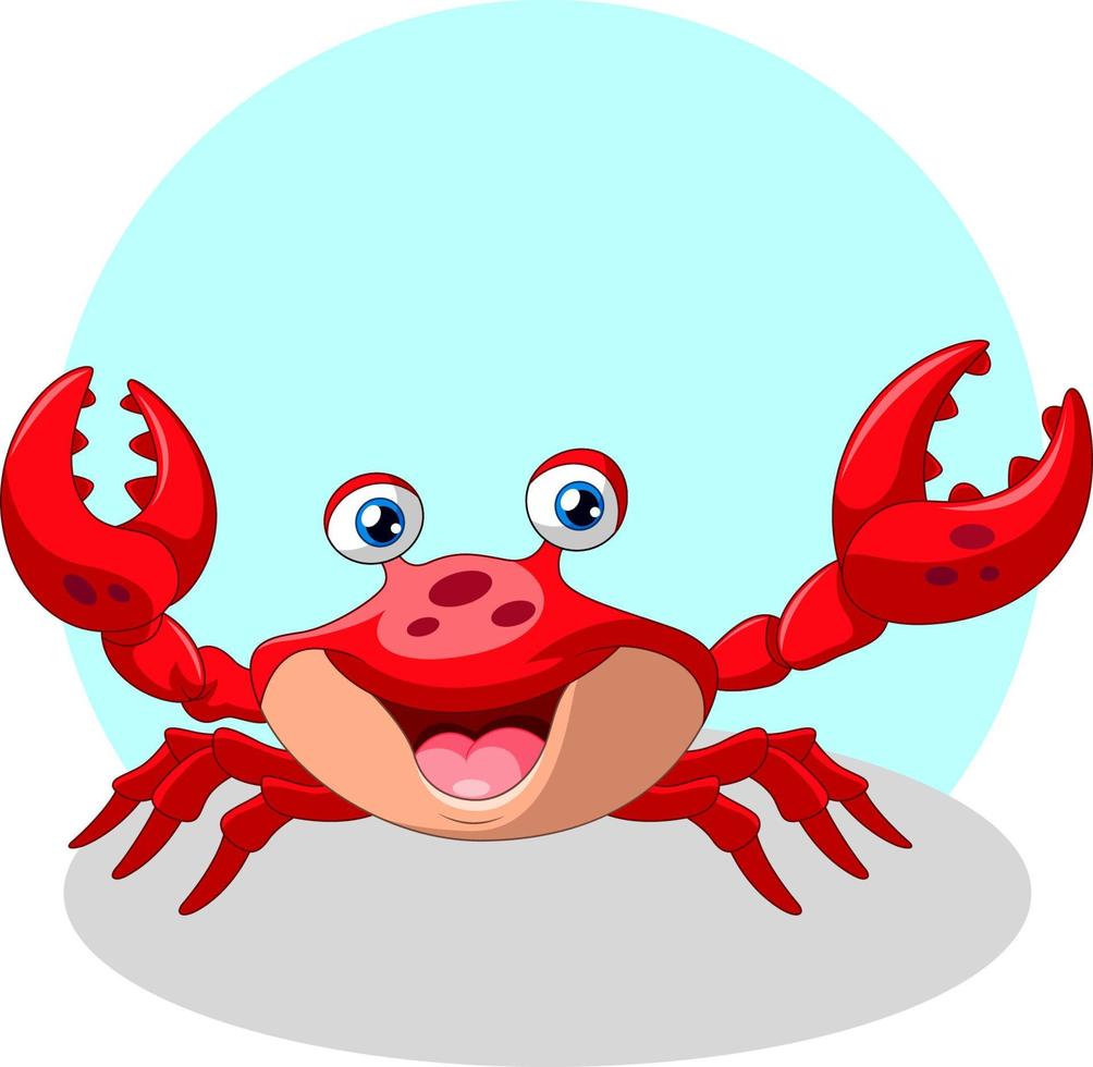 Cute funny crab cartoon smile vector