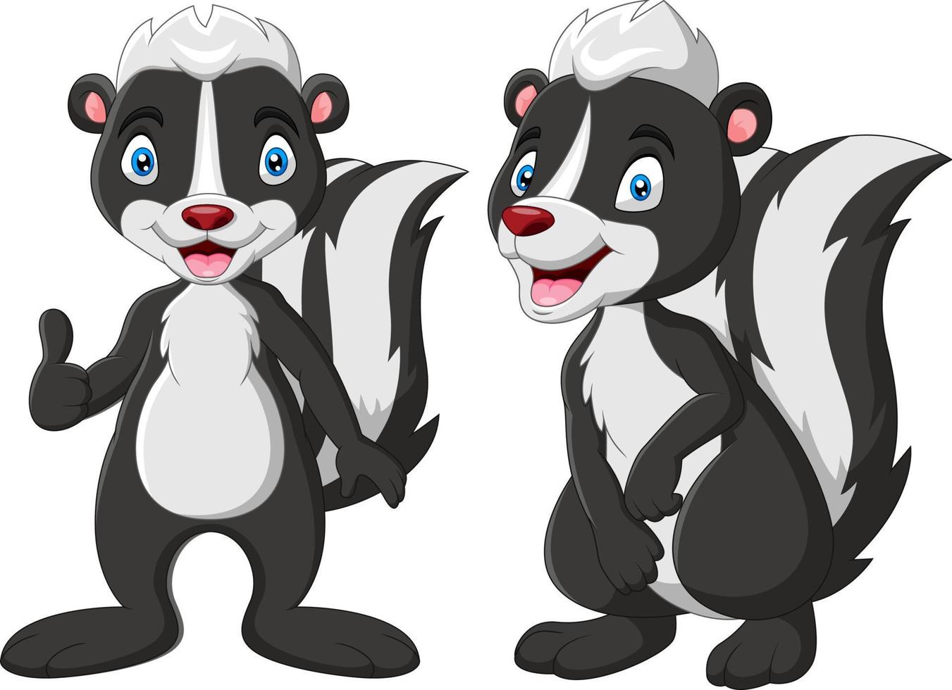 Cartoon funny skunk thumb up vector