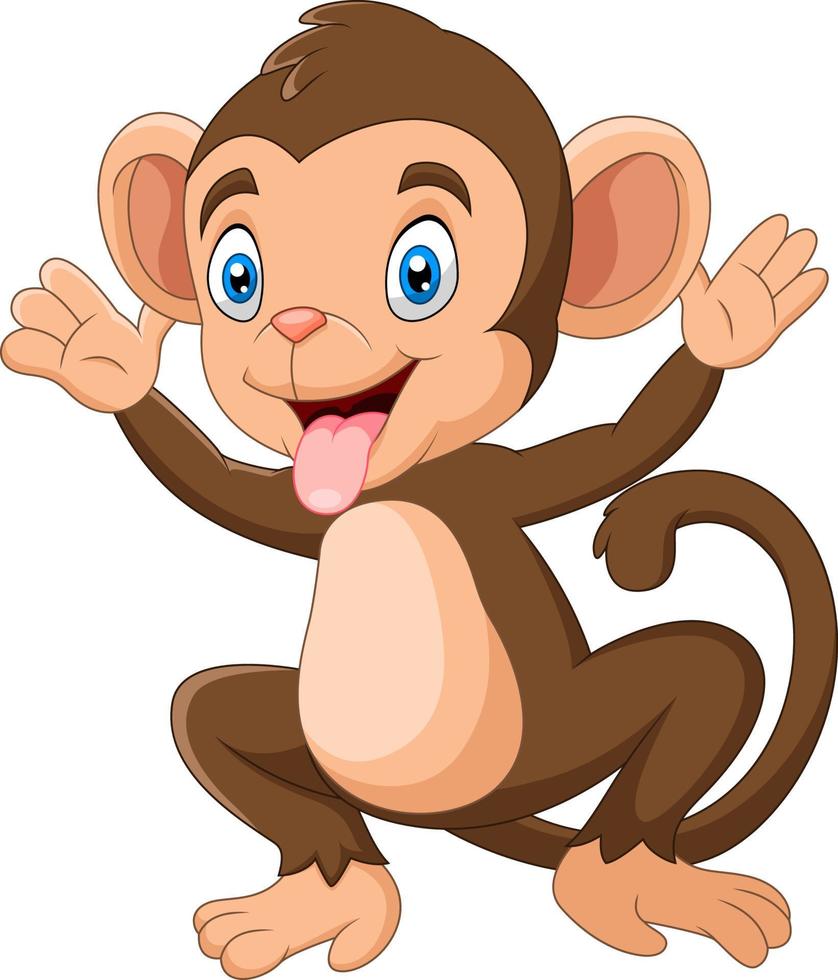 Cartoon Happy monkey waving hand vector