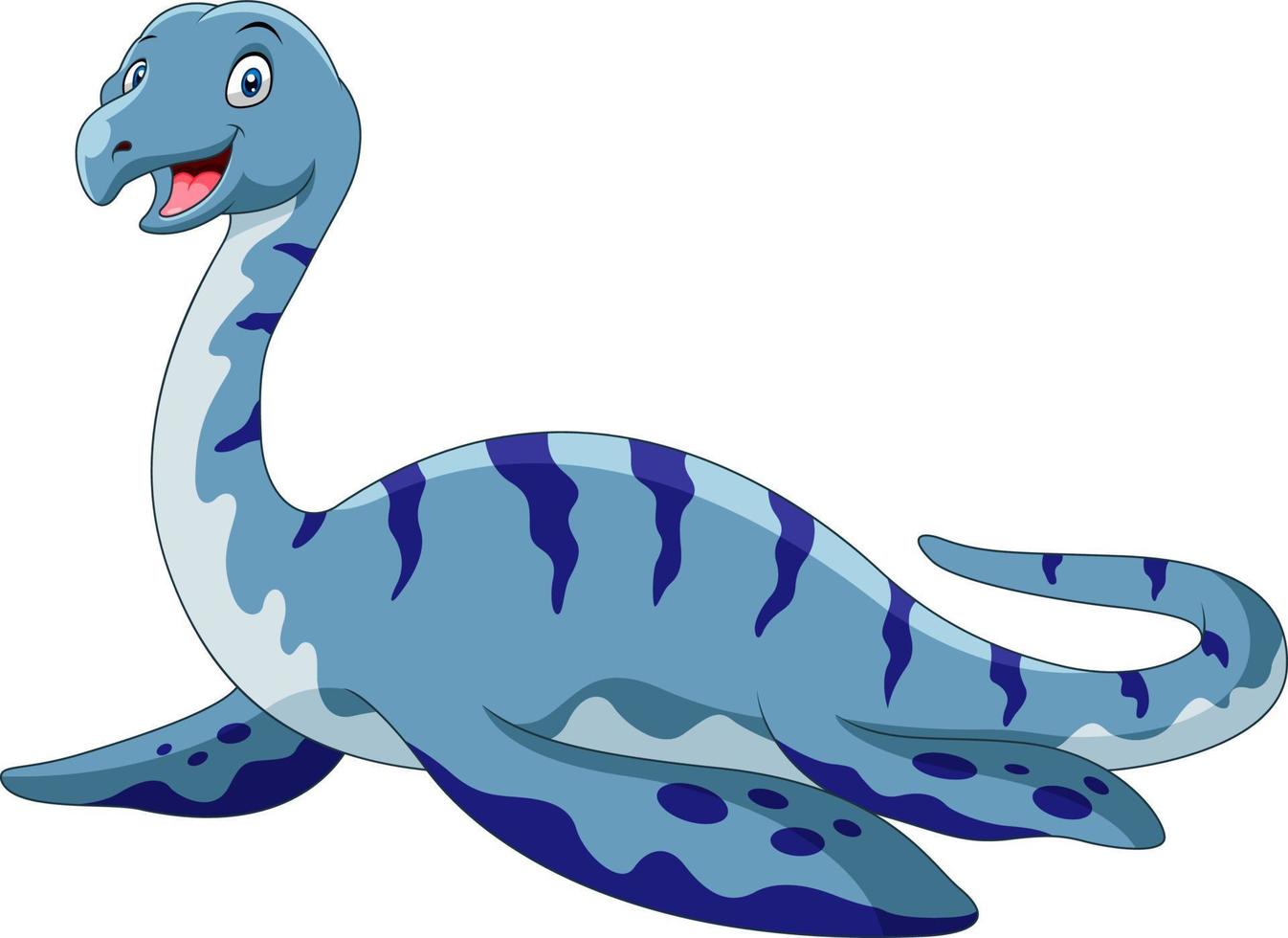 Cute funny cartoon plesiosaurus smile vector