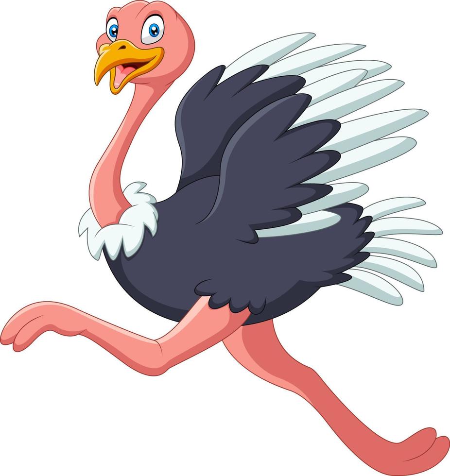A cute cartoon ostrich running vector