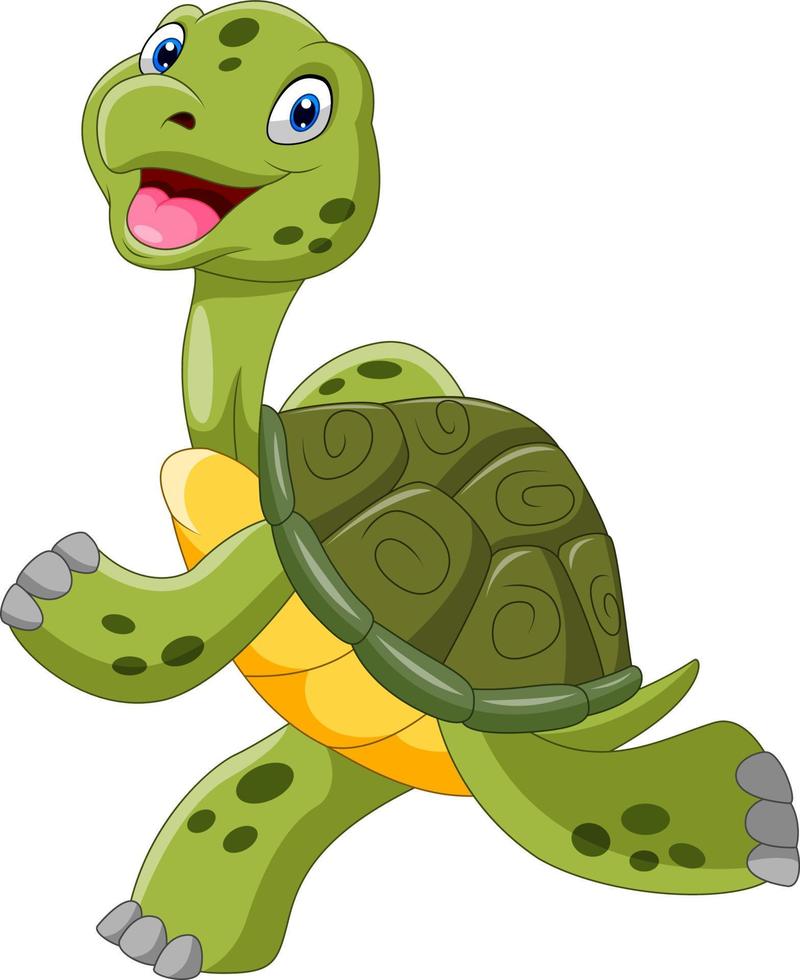 linda tortuga de dibujos animados está corriendo vector