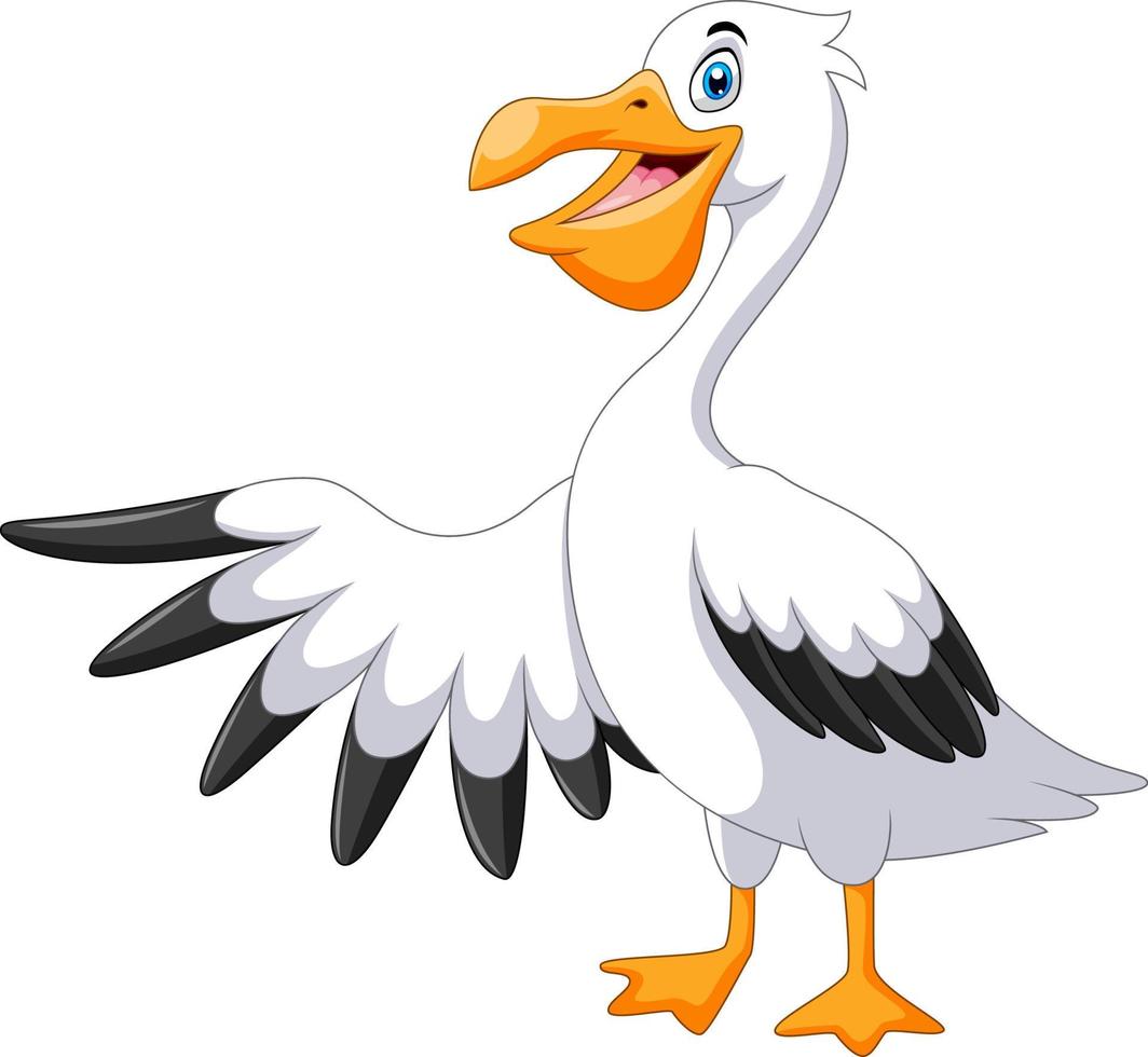 A Cute cartoon pelican waving vector