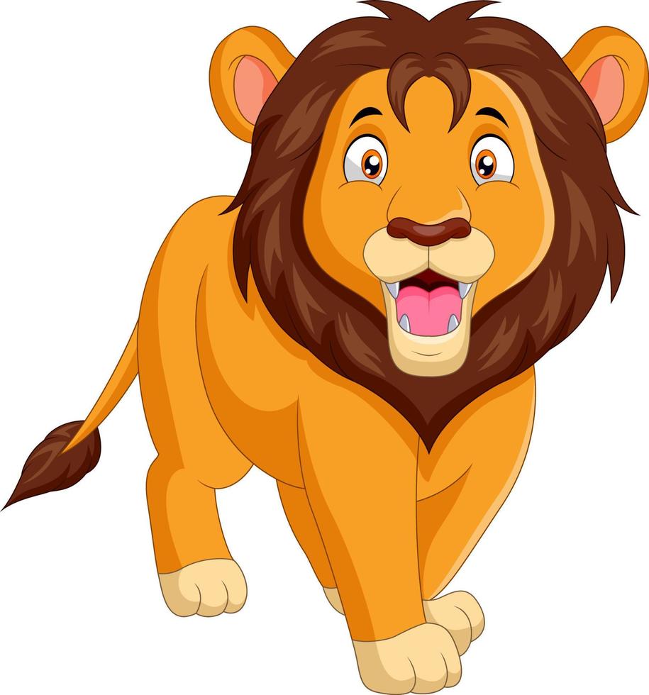 A cute cartoon lion roaring vector