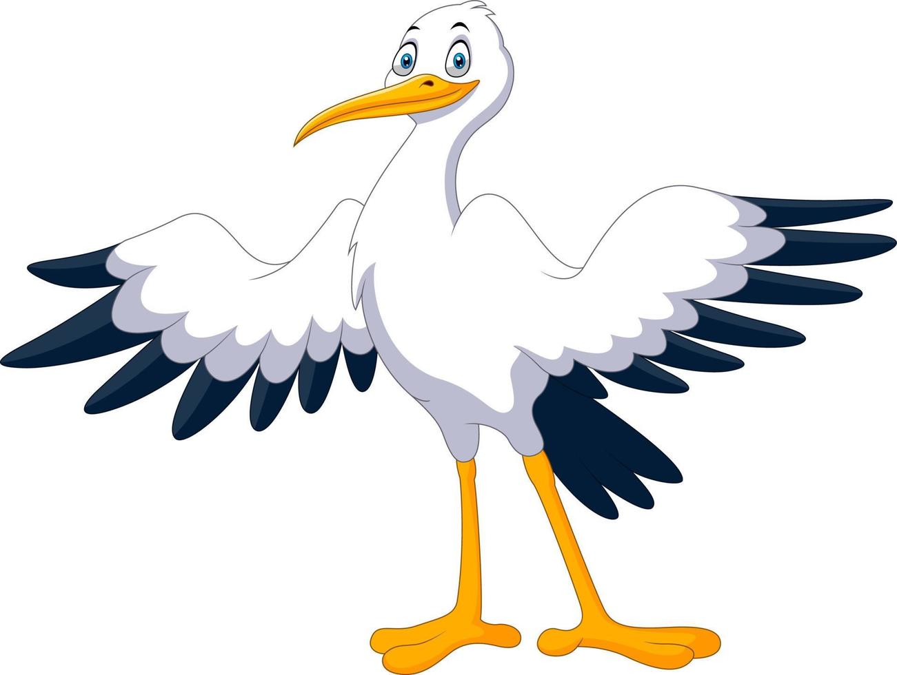 Cute cartoon stork posing waving vector