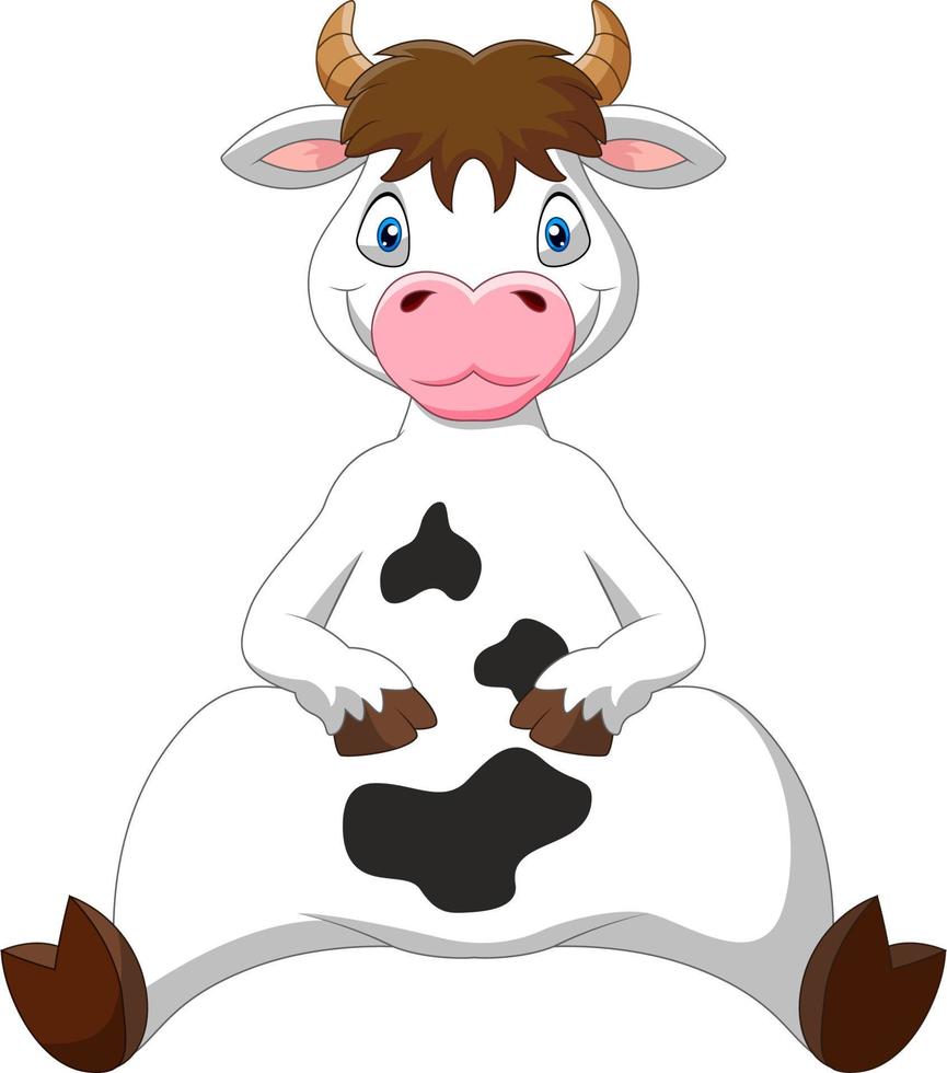 Cartoon funny cow a sitting vector