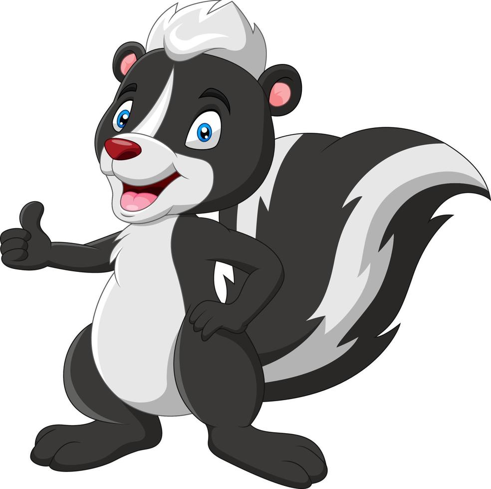 Cartoon funny skunk thumb up vector