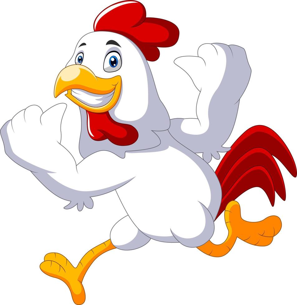 Cute Rooster cartoon is running vector