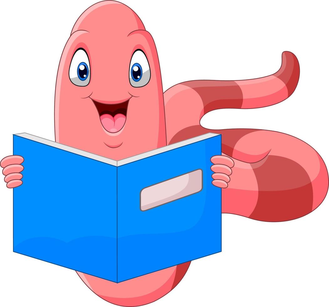 Cute Worm a reading book vector