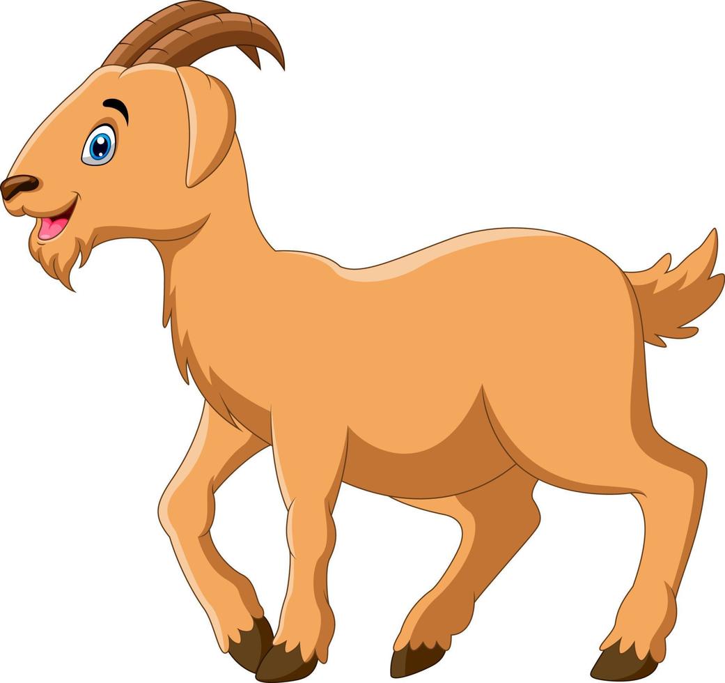 Cute cartoon goat happy stand vector