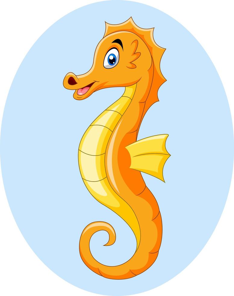 Cute funny cartoon orange seahorse vector
