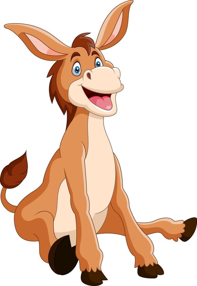 Cute donkey cartoon a sitting vector