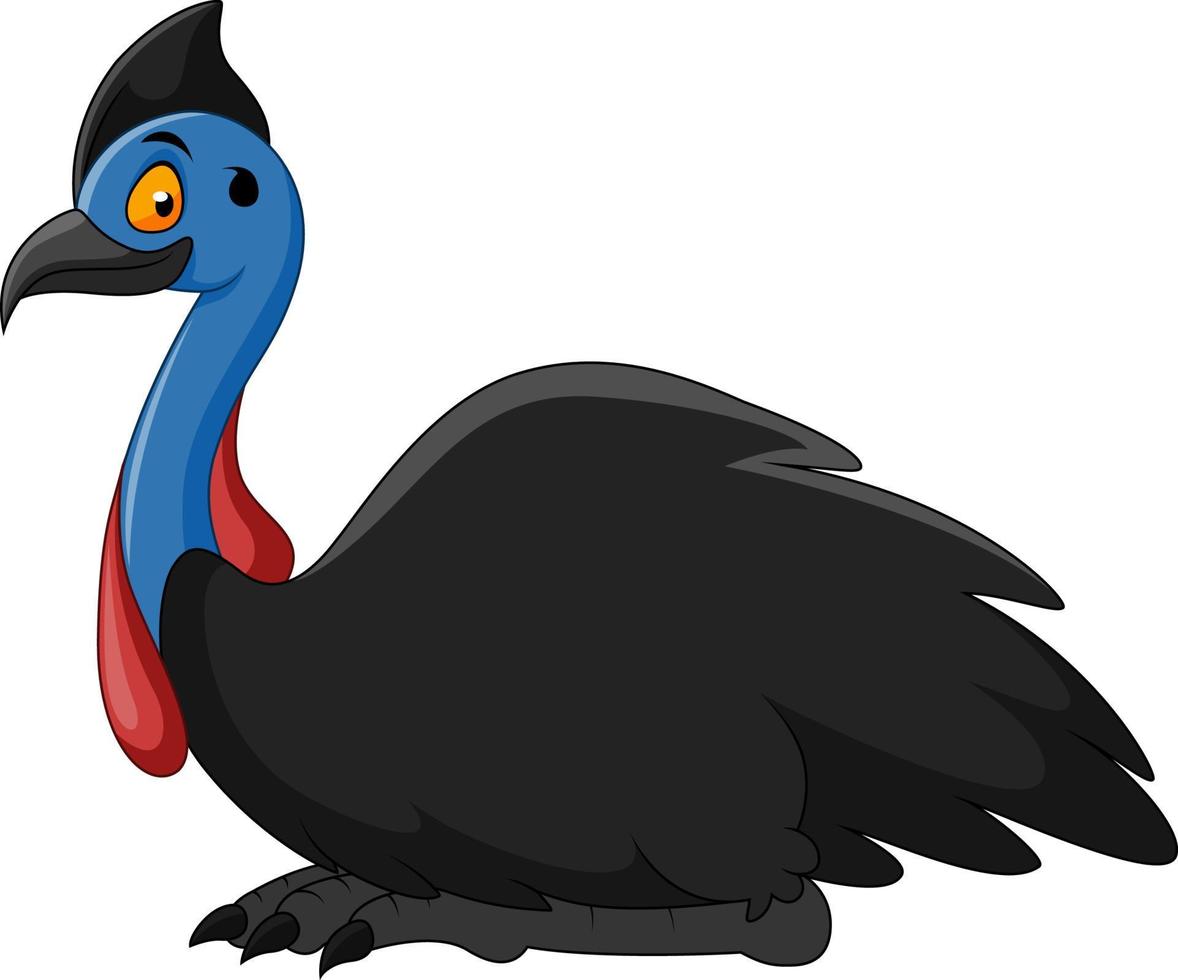 A Cute cartoon cassowary sitting vector