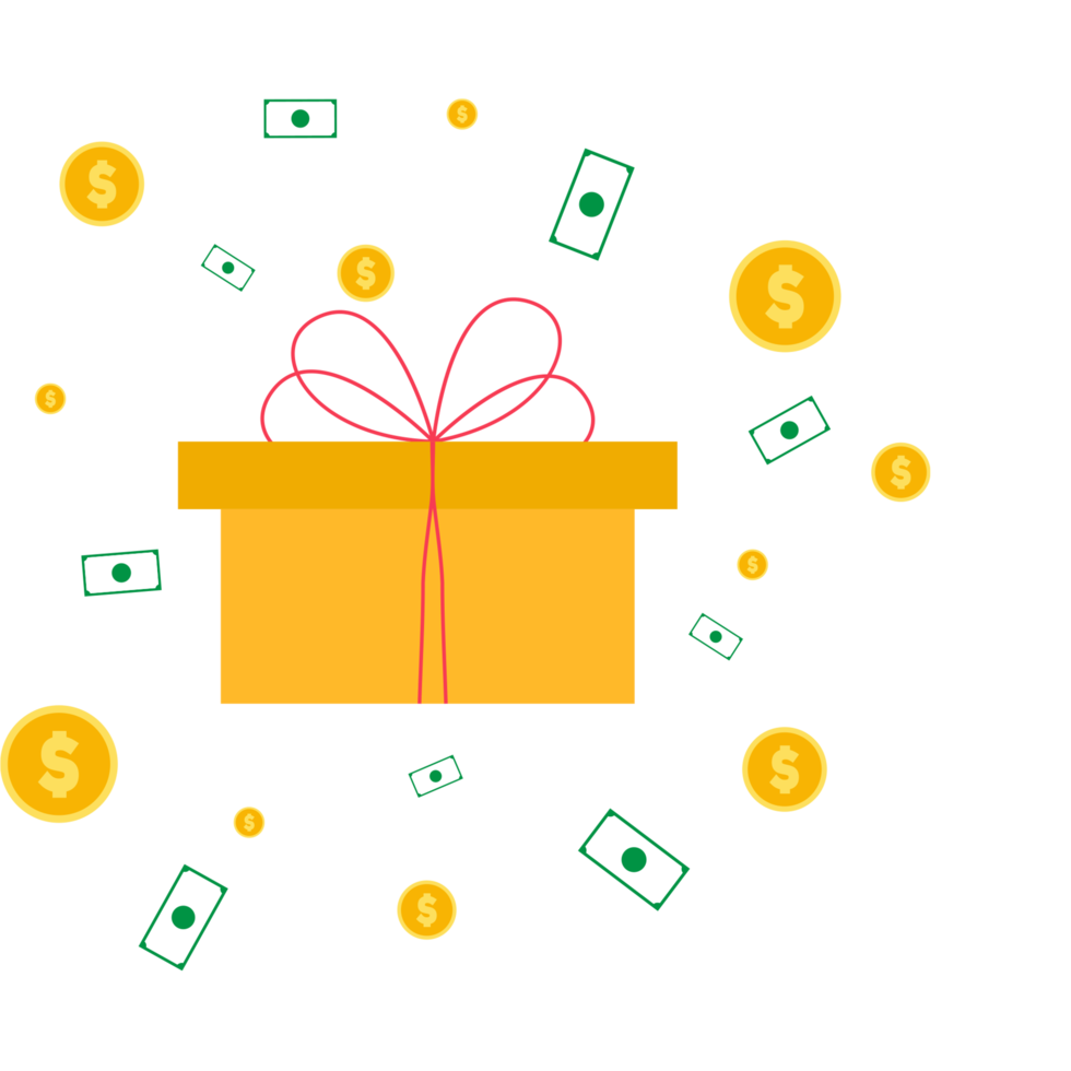 Money back and refund icon concept. Wallet, dollar bill and pile of coins, online payments on tranparent background. png